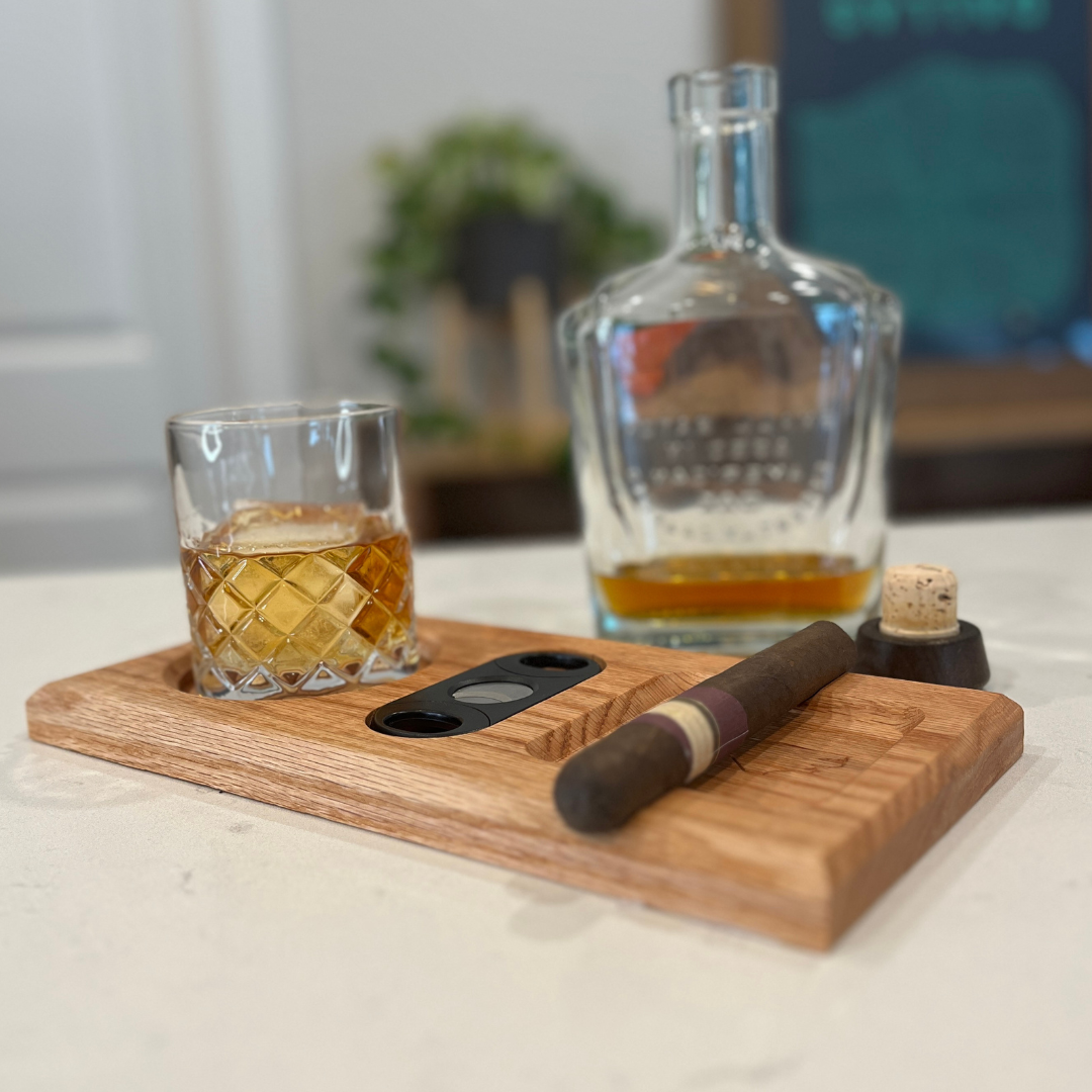 3 in 1 Whiskey + Cigar Tray Board with State Engraving