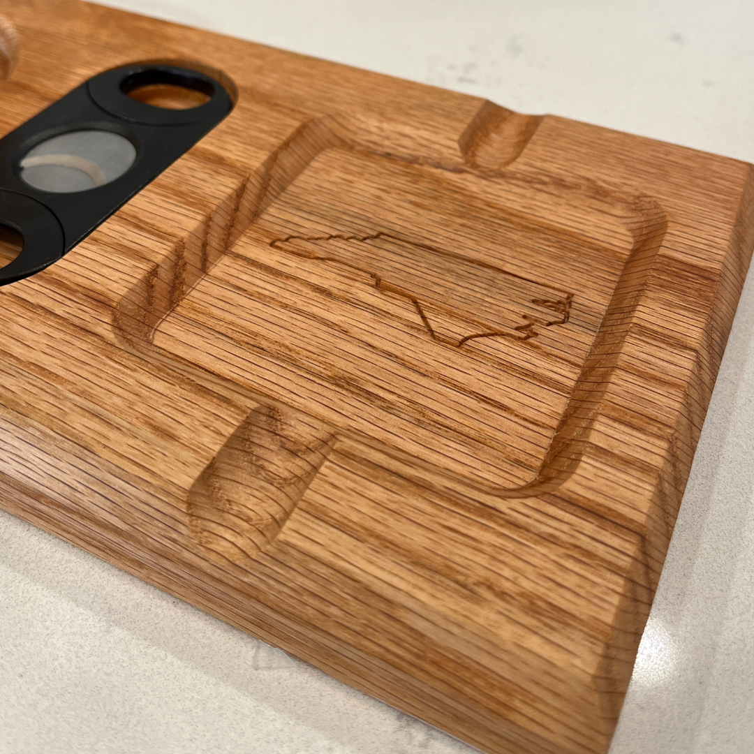3 in 1 Whiskey + Cigar Tray Board with State Engraving