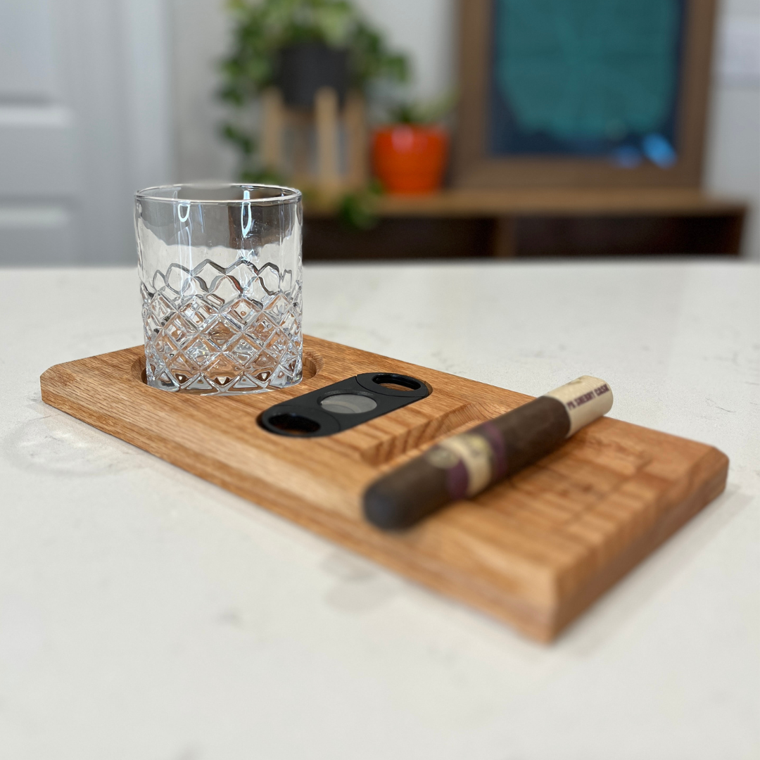 3 in 1 Whiskey + Cigar Tray Board with State Engraving